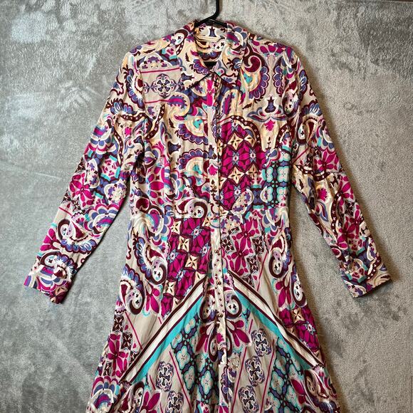 Soft Surroundings Palmero Soho Maxi Dress Button Front Long Sleeves SM Boho Chic - Picture 2 of 9